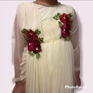 Long Cream Color Girls Dress Pakistani +
Indian Wear